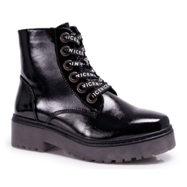 Bottines Femme à Talon Plat Bottines Laquées Noir Sergio Leone TR726 le noir