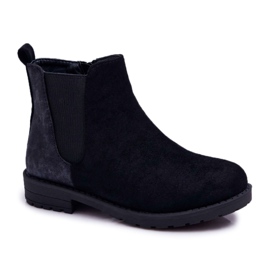 POPA Bottes noires à talons plats Mergolo pour jeunes le noir POPA Bottes noires à talons plats Mergolo pour jeunes le noir