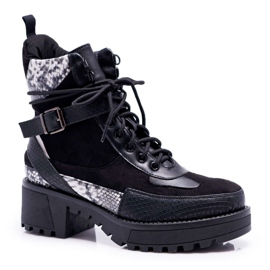 SEA Bottes Hautes Femme Serpent Noir Nemtere le noir