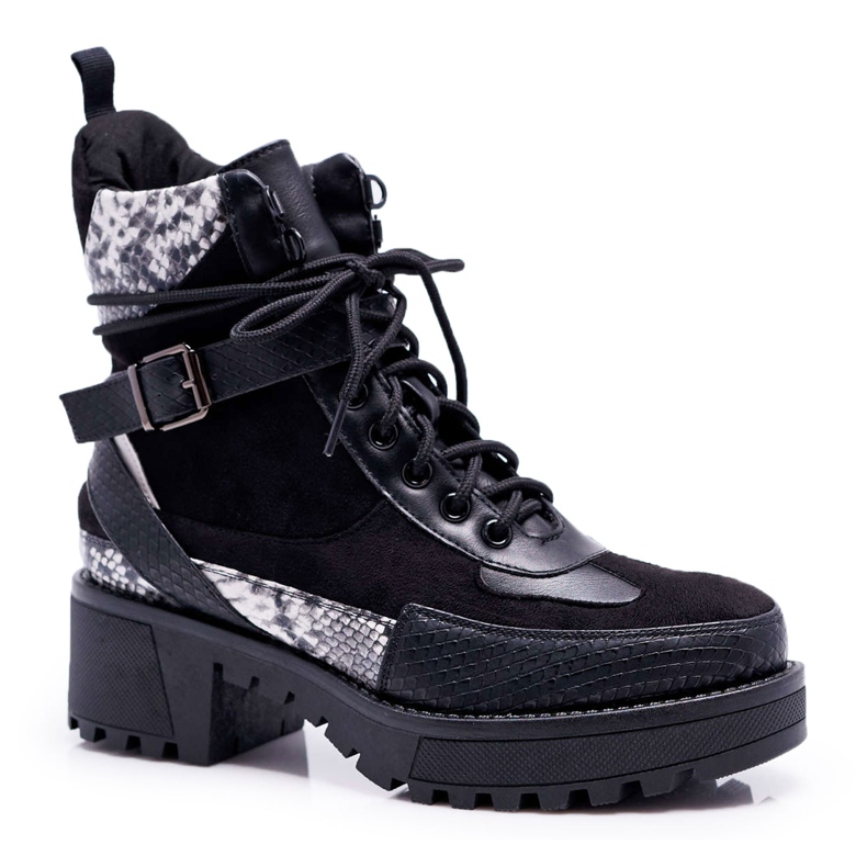 SEA Bottes Hautes Femme Serpent Noir Nemtere le noir