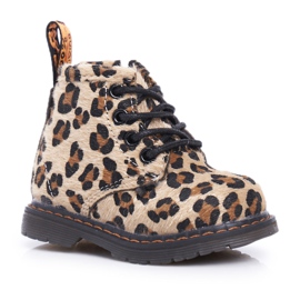 FRROCK Bottines pour enfants avec une fermeture éclair motif léopard Lilo brun multicolore