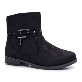 BUGO Bottes Femme Talon Plat Chaud Noir Verte