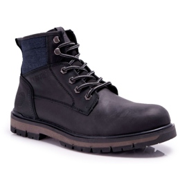 Bottes de randonnée pour hommes en cuir Big Star Noir EE174267