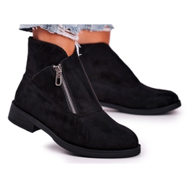 Bottines Femme Zippées Daim Noir Juno le noir