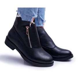BUGO Bottines Femme Zippées Noir Juno