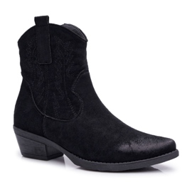 BUGO Bottes de cowboy pour femmes en daim noir Ferders le noir