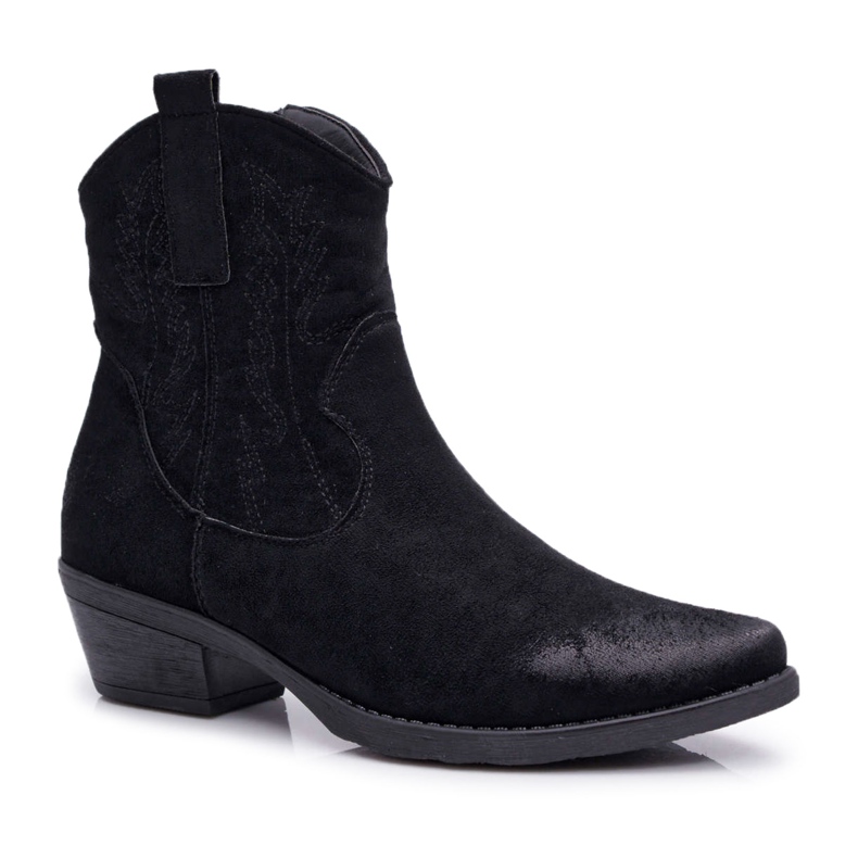 BUGO Bottes de cowboy pour femmes en daim noir Ferders le noir