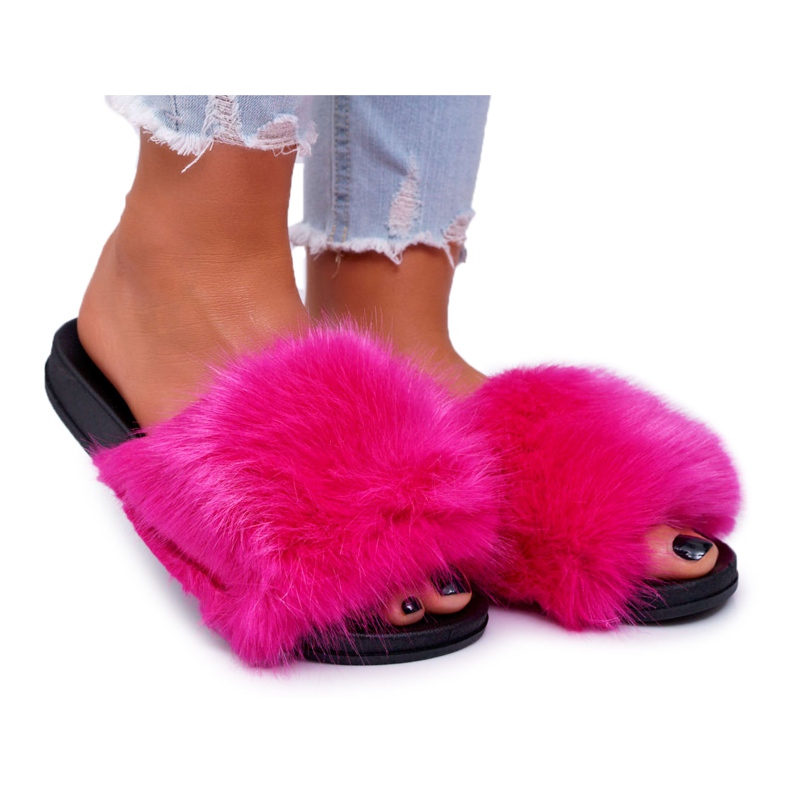 PS1 Chaussons Femme avec Fourrure NiceFur Fuchsia rose