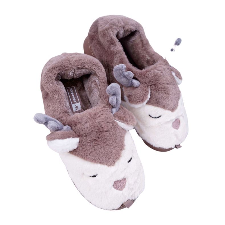 BUGO Chaussons Femme Avec Fourrure Brun Renne Renne BUGO Chaussons Femme Avec Fourrure Brun Renne Renne