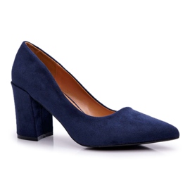 FRJ Escarpins Pour Femmes À Talons En Daim Bleu Marine Femmini