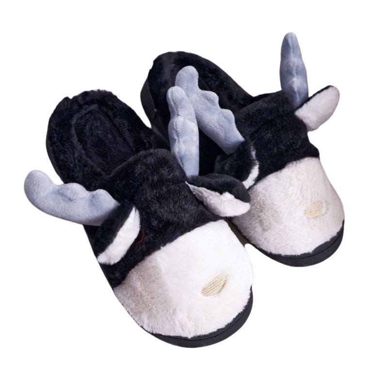 FRID Chaussons Femme Avec Fourrure Renne Noir Deff le noir