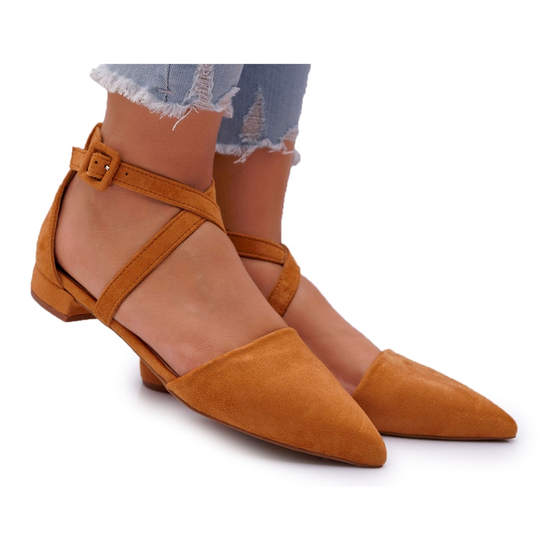PS1 Ballerines en daim pour femmes Spitz Camel Vontare brun