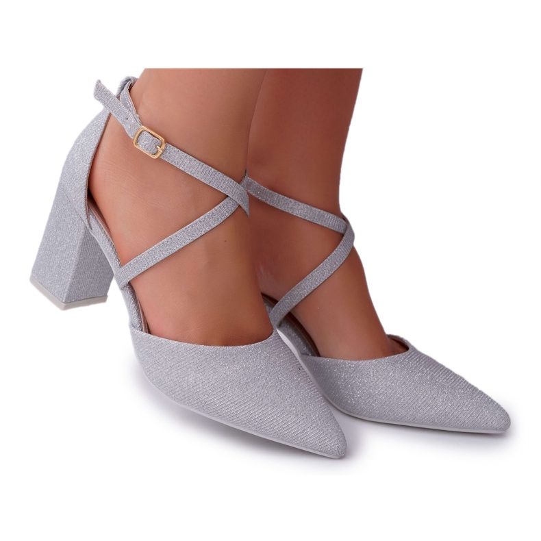 SEA Escarpins à Talons Pour Femmes Glitter Silver Perset gris