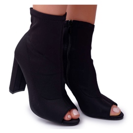 PS1 Bottes Femme À Talons Hauts Lycra À Bout Ouvert Noir First