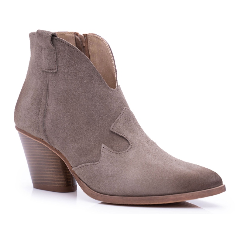 Nicole Bottes en cuir pour femmes à talon Cappuccino Chavai beige