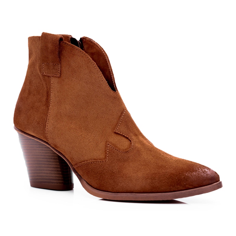 Nicole Boots Femme en Cuir Marron sur Talon Chavai brun