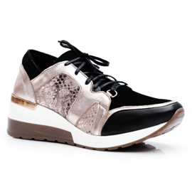 Nicole Baskets Femme Doré Cuir Naturel Coledo