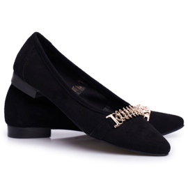Ballerines Femme Cuir Daim Noir Nicole 2466 Beferr