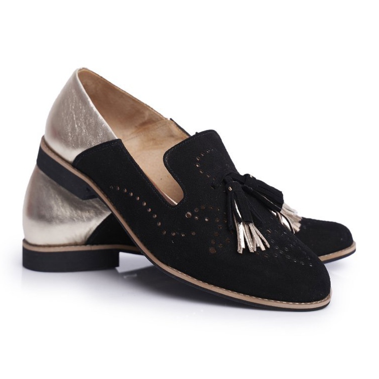 Mocassins Femme Brogues Maciejka En Cuir Noir 04484-01 / 00-5 le noir