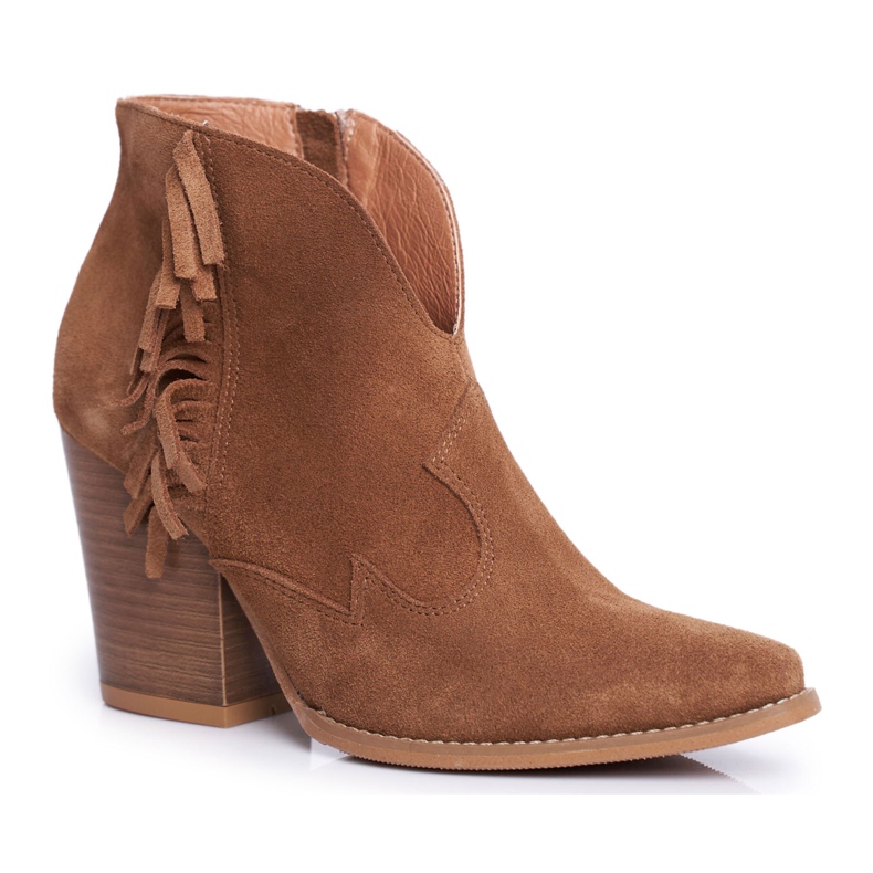 Bottes en cuir pour femmes à talon Laura Messi Camel 2133 brun