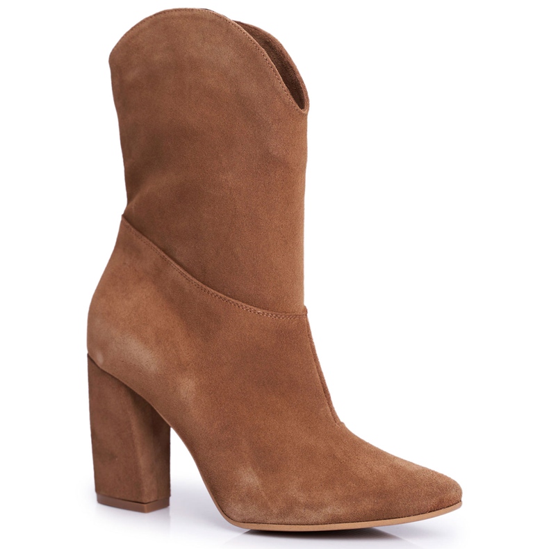 Bottes en cuir pour femmes à talon Laura Messi Camel 2123 brun Bottes en cuir pour femmes à talon Laura Messi Camel 2123 brun