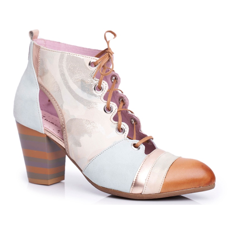 Bottes à Talons Femme Cuir Maciejka Printemps 03938-04 beige multicolore vert
