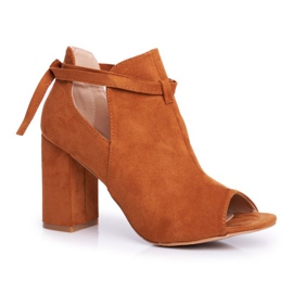 Vinceza Bottes Femme Sandales Sur Un Talon Bout Ouvert Camel Gris brun jaune