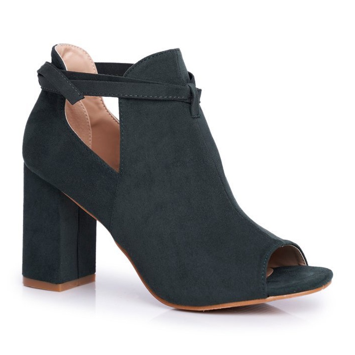Vinceza Bottes Pour Femmes Sandales Sur Un Talon À Bout Ouvert Vert Gris