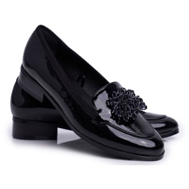 Vinceza Richelieus Femme Talon Plat Laqué Noir Fedder