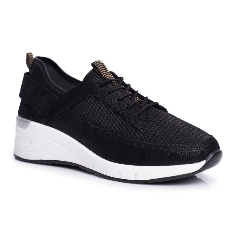 EVE Chaussures de sport pour femmes en cuir noir Love Me le noir