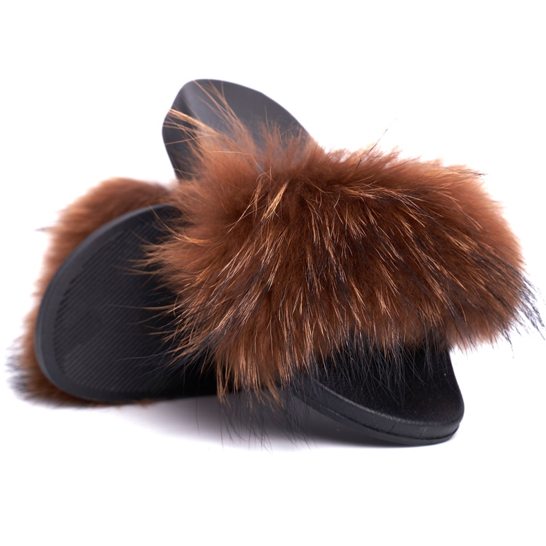 Chaussons Femme Fourrure Naturelle Marron Naturis brun