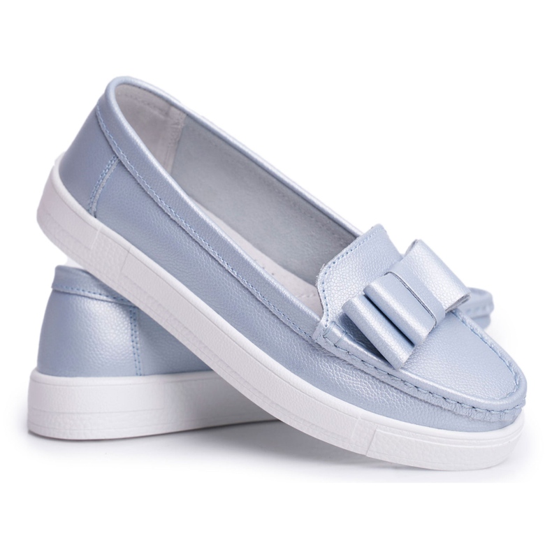 S.Barski Mocassins Femme en Cuir Bleu Lovren