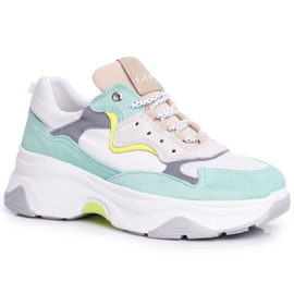 Chaussures de sport en cuir pour femmes GOE Mint White FF2N3011 blanc vert