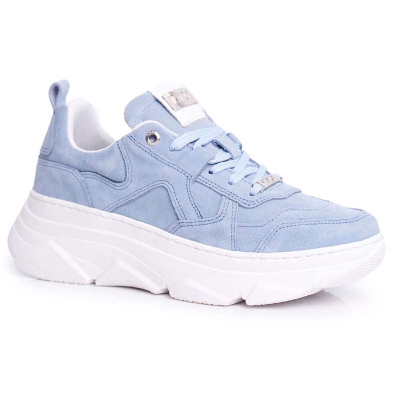 Chaussures de sport en cuir pour femmes GOE Bleu FF2N3013