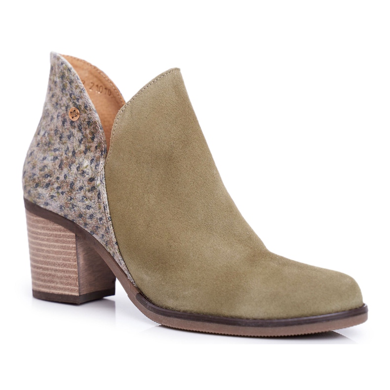 Bottes À Talons Pour Femmes Maciejka Spring Cuir Olive 04492-24 vert