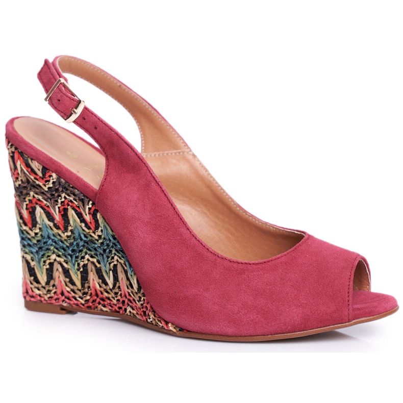 Sandales Femme Sur Compensée Laura Messi Cuir Bordeaux 1964 rouge