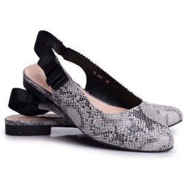 Ballerines Femme Sergio Leone Gris Serpent BL615 Lilon noir