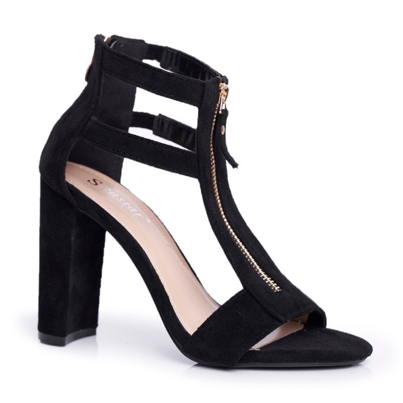 PS1 Sandales À Talons Pour Femmes En Daim Noir Folly le noir