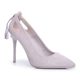 PS1 Escarpins Femme En Daim Avec Spitz Gris Leven
