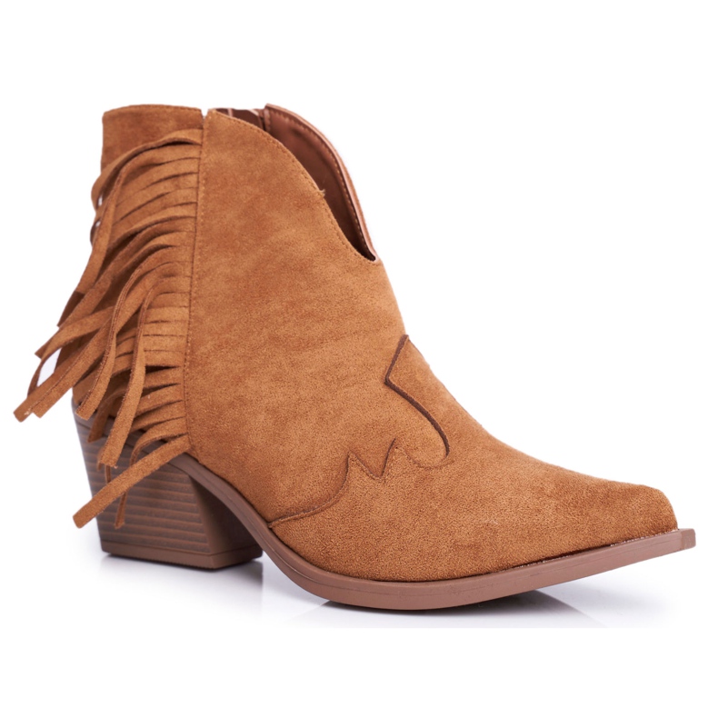 SEA Bottines Femme À Talons À Franges Cowboy Camel Sibi brun