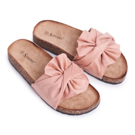 SEA Chaussons Femme Sur Liège Nœuds Rose Felis