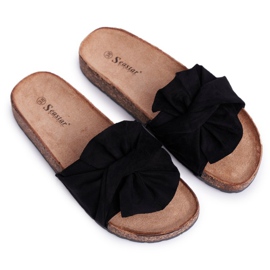 SEA Chaussons Femme Sur Liège Nœuds Noir Felis le noir