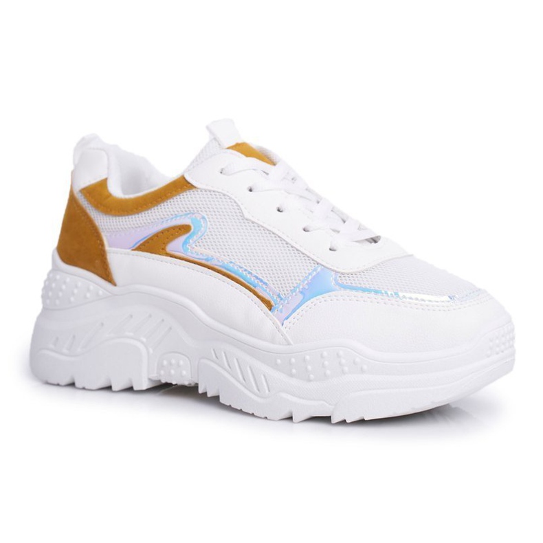 BUGO Chaussures de sport pour femmes Memory jaune et blanc blanche