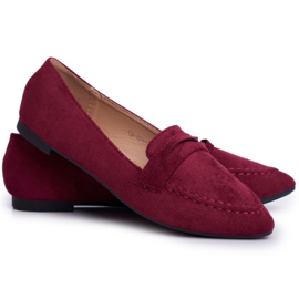 BUGO Mocassins Femme Daim CH-1M6 Bordeaux Laveria rouge