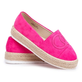 PS1 Espadrilles Femme Semelle Épaisse Lin Fuchsia Febi rose