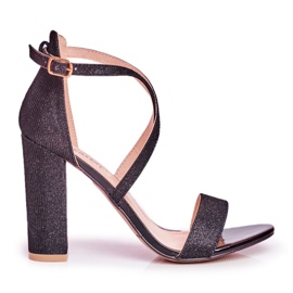 PS1 Sandales À Talons Pour Femmes Glitter Noir Vivi