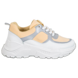 SHELOVET Baskets jaunes classiques blanc