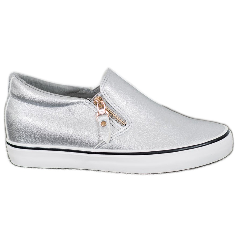 SHELOVET Slipons Gris Avec Une Fermeture Éclair