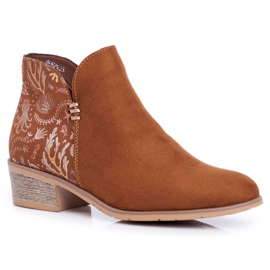 Bottines Femme Talon Plat Printemps Camel Elizabeth brun