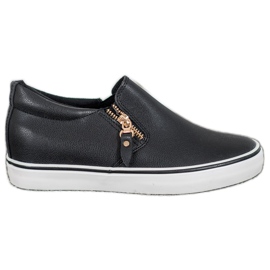 SHELOVET Slipons noirs avec une fermeture éclair le noir SHELOVET Slipons noirs avec une fermeture éclair le noir